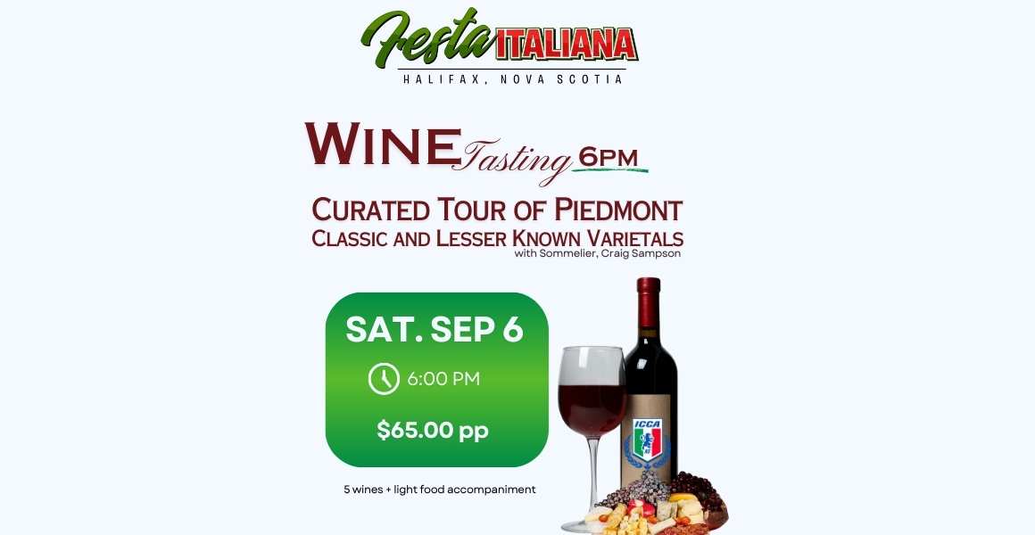 Wine Tasting at the Festa Italiana Halifax 2025 Sept 6 - 4:00pm