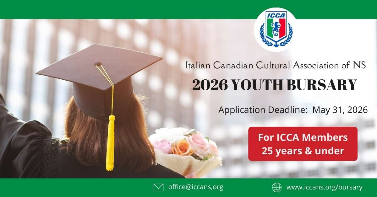  Italian Canadian Cultural Assn of NS Bursary Award