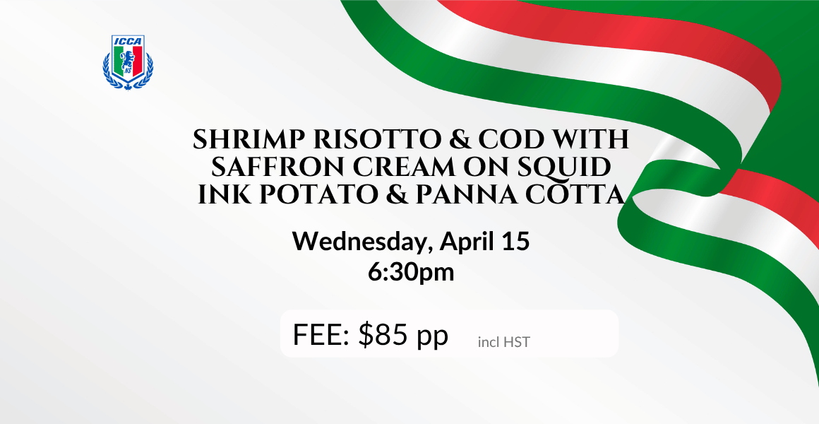 Shrimp Risotto & Cod with Saffron Cream Squid ink & Panna Cotta