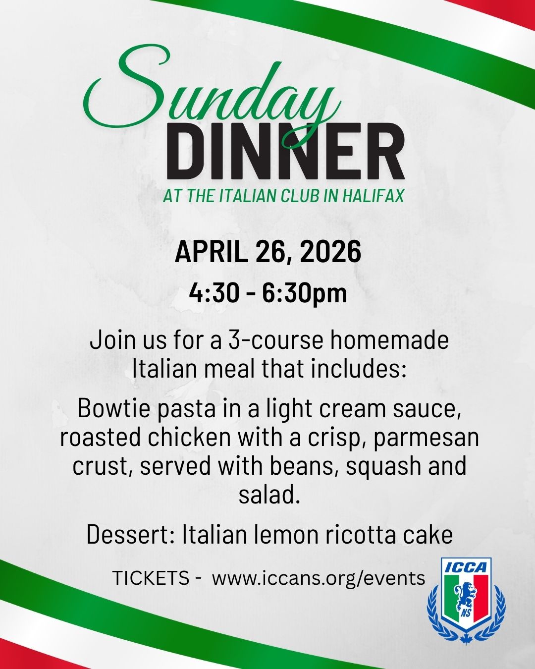 Sunday Dinner italian club halifax ns april 2026